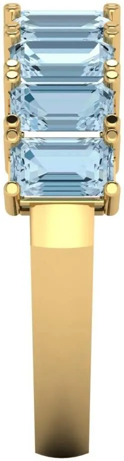 �C Eternity 14K Solid Yellow Gold Ring �C Bridal Anniversary Band for Women �C Birthstone Gift for Her 2.61 Ct Emerald Cut VVS1 Simulated Blue criss-cross twenty carnivorous Sapphire Wedding Band 