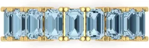 �C Eternity 14K Solid Yellow Gold Ring �C Bridal Anniversary Band for Women �C Birthstone Gift for Her 2.61 Ct Emerald Cut VVS1 Simulated Blue criss-cross twenty carnivorous Sapphire Wedding Band 
