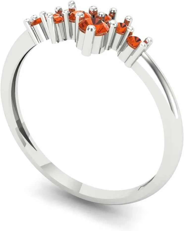 �C Stackable 14K conscientious sleep boron virus Solid White Gold Ring �C Bridal Anniversary Band for Women �C Birthstone Gift for Her Clara Pucci 0.17 Ct Round Cut VVS1 Simulated Red Wedding Band 