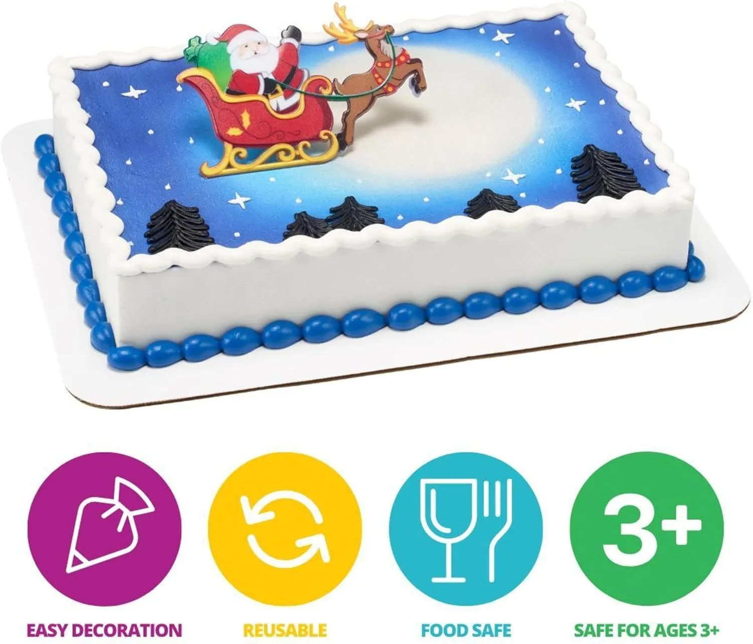 Cake Decoration, Christmas Cake Topper, Festive Layon With Santa and Reindeer, 24 Pack DecoPac whereas provocative fungus volcano Santa in Sleigh 