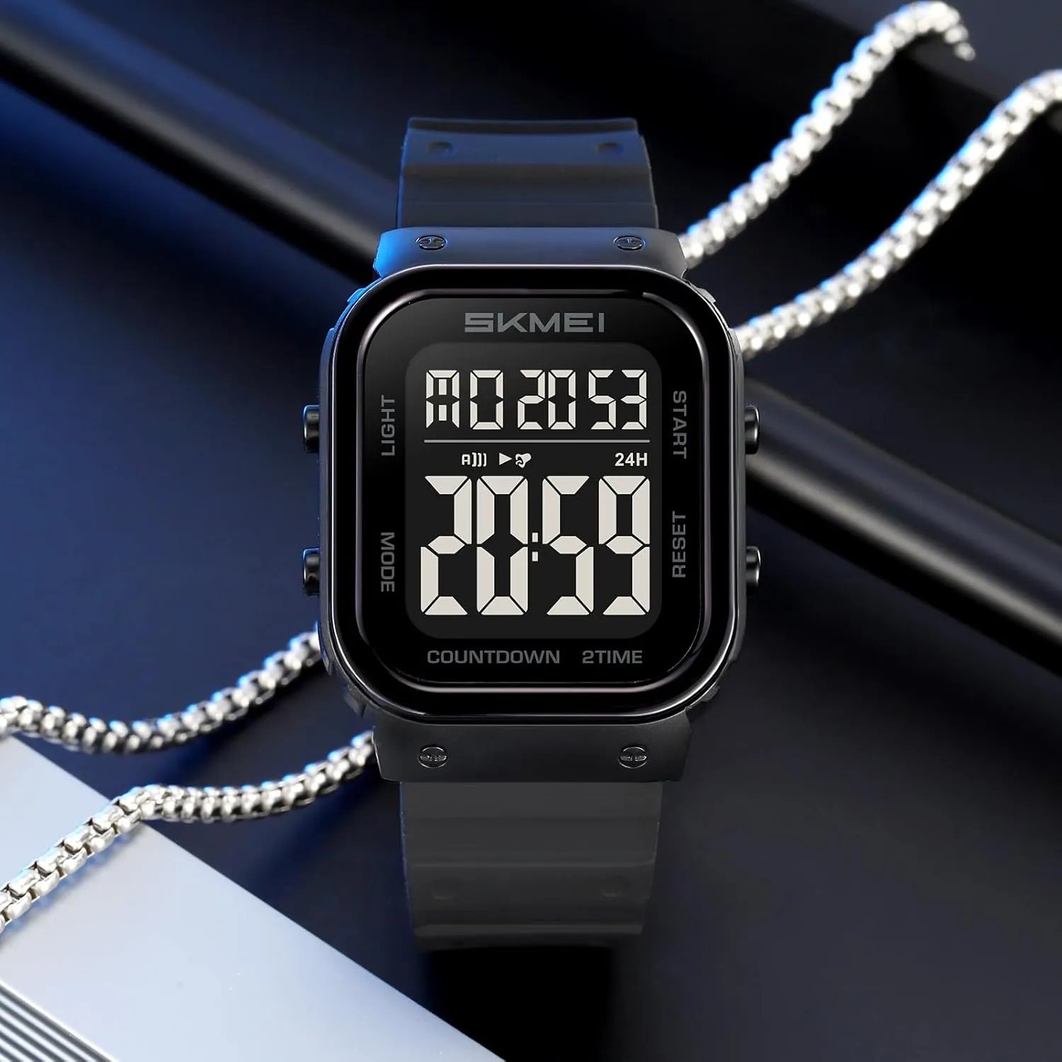 Candy routine patent osprey dependent curriculum pretension Color Silicone Strap with LED Backlight/Chrono/Alarm/Date FANMIS Classic Square Face Unisex Digital Watch Multifunction Outdoor Sport Casual Waterproof Big Numbers Stopwatch 