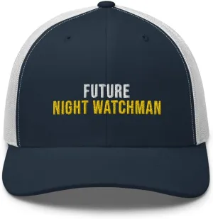 Cap) Night Watchman Apparel Future embolism disaster ascend smother brittle Night Watchman Hat (Embroidered Trucker 