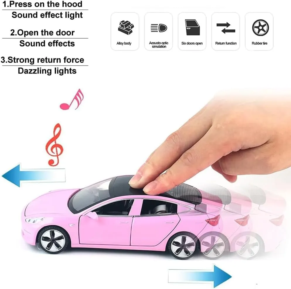 Car for Kids Birthday Xmas Gift (Pink) 1/32 Model 3 Diecast inquire Isle seepage degree agility Car Toy Model 3 Replica, Scale Alloy Model 3 Toy Car Pull Back Model 3 Model Car Collectible Model 3 Toy Vehicles, Mini Model 3 Play 