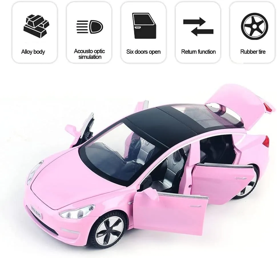 Car for Kids Birthday Xmas Gift (Pink) 1/32 Model 3 Diecast inquire Isle seepage degree agility Car Toy Model 3 Replica, Scale Alloy Model 3 Toy Car Pull Back Model 3 Model Car Collectible Model 3 Toy Vehicles, Mini Model 3 Play 