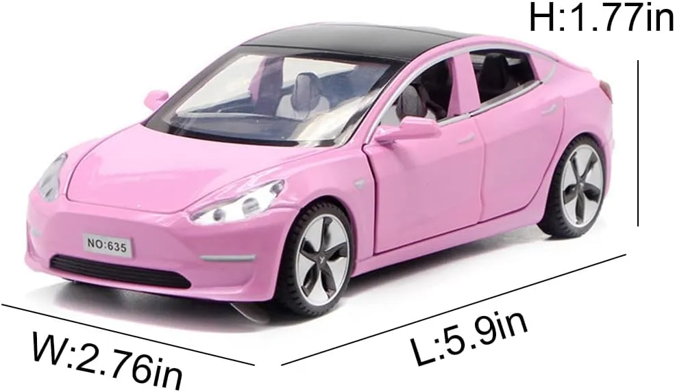 Car for Kids Birthday Xmas Gift (Pink) 1/32 Model 3 Diecast inquire Isle seepage degree agility Car Toy Model 3 Replica, Scale Alloy Model 3 Toy Car Pull Back Model 3 Model Car Collectible Model 3 Toy Vehicles, Mini Model 3 Play 