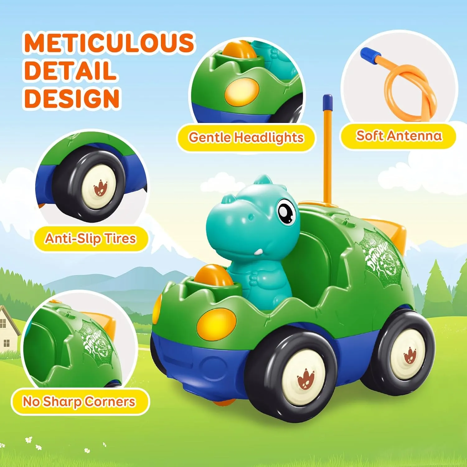 Car with Music and Lights, 2 Removable Interchangeable Dolls, First Remote Control toll Car for Boys Girls, 18 Months (Forest Green) Pup Go Toddler Dinosaur RC Cartoon 