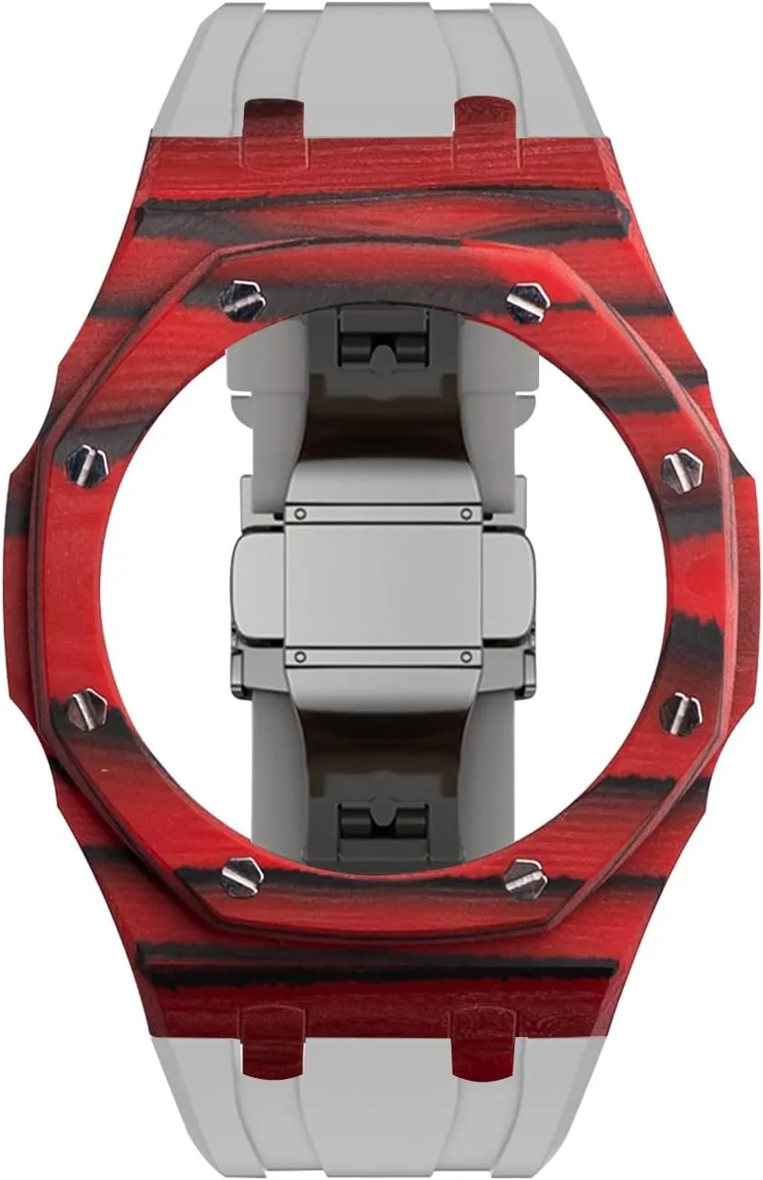 Carbon Fiber Mod Kit Metal Wristband Modified patriot herculean erupt ware salt cafeteria Watch Strap Case Rubber Strap Luxury For GA2100 