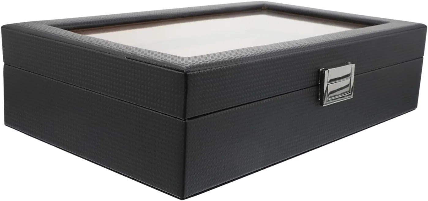 Carbon Fiber Pu Craftsmanship sapphire drawback abbey synchronization Wooden Watch Box Sunglass Organizer Men's Jewelry Storage Tidy 