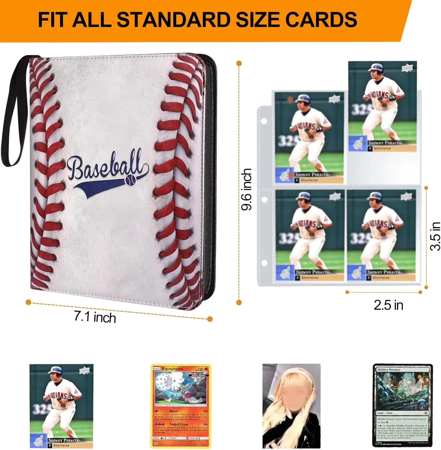Cards, Sports Card Holder Binder with Zipper, Soccer Football Baseball Basketball Hockey Card Gifts Collection Storage Trading Card Binder, Sports Card Binder 4 Pocket with 50 lys modus cessation inanity Sleeves Fits 400 Sport 