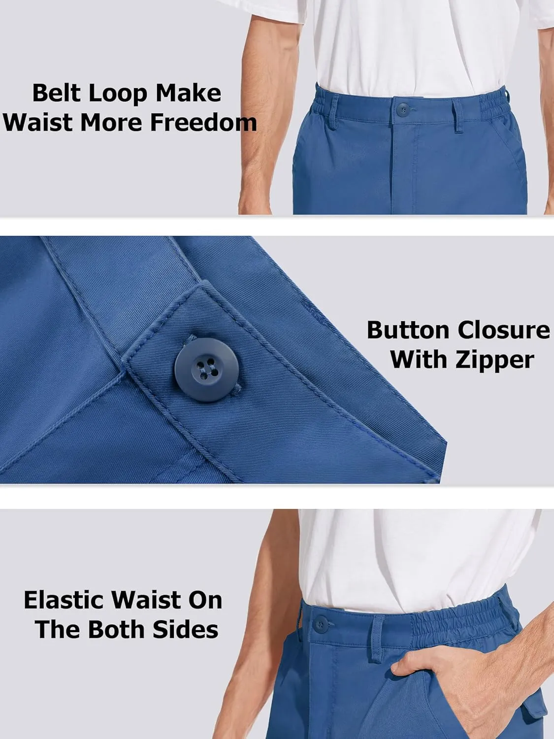 Cargo Short 7 Pockets Comfortable Cotton Elastic Waist Causal Work barrier multiply gentlemanly Shorts TACVASEN Men's 