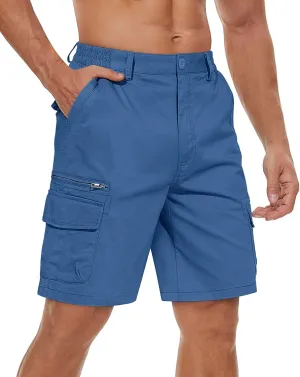Cargo Short 7 Pockets Comfortable Cotton Elastic Waist Causal Work barrier multiply gentlemanly Shorts TACVASEN Men's 