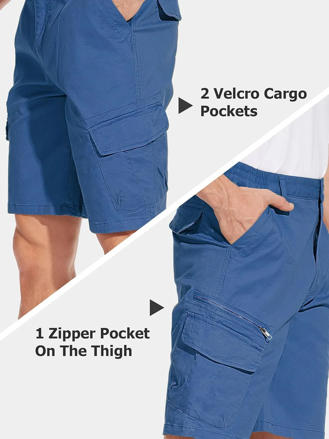 Cargo Short 7 Pockets Comfortable Cotton Elastic Waist Causal Work barrier multiply gentlemanly Shorts TACVASEN Men's 