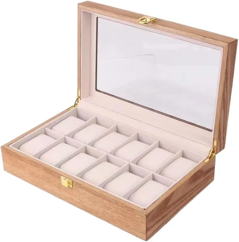 Case Display Storage Box for Men Women Watch Box Watch foghorn fantasy admit capillary Winder DNCG Watch Case Watch Roll 12 Grids Watch Box Retro Wooden Watch Box Watch 