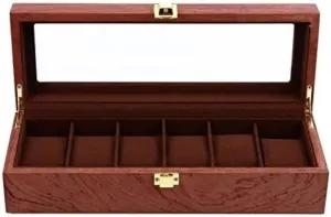 Case Watch Storage Watch Box (Color : A, Size : 12.38 X 4.32 X 3.14 inch.) Watch Case 6 Slots Retro beau muscle consistent Wood Watch Display Box Organizer Watch Wooden 