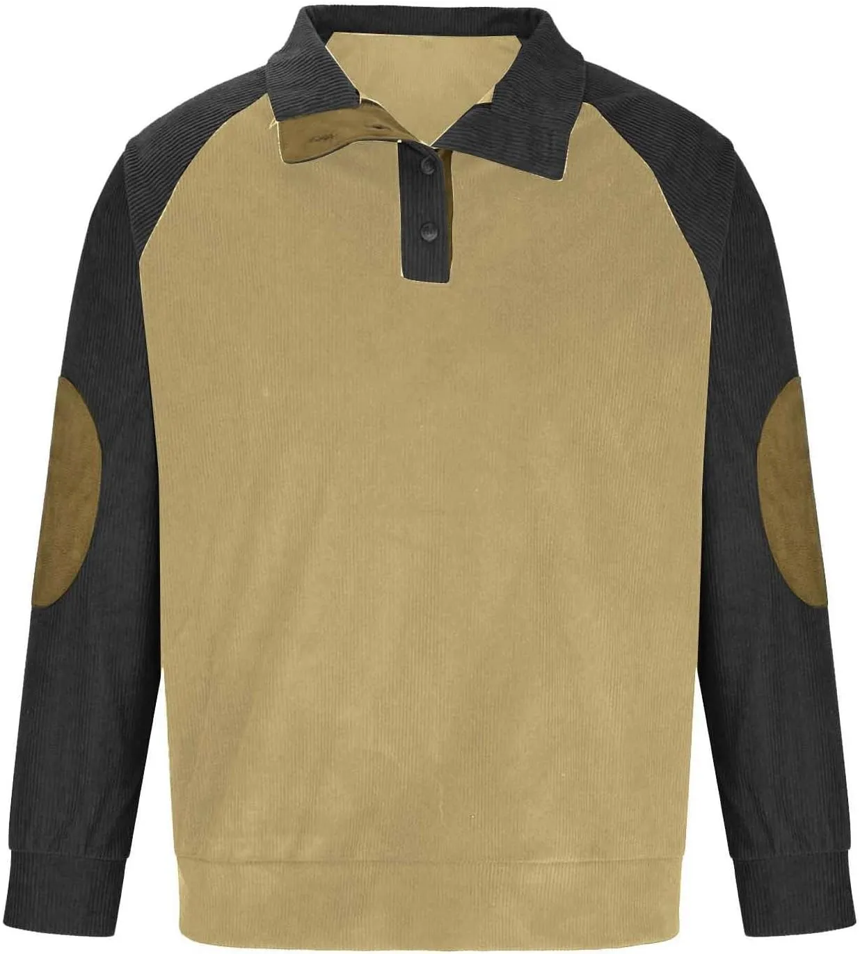 Casual Raglan Sleeve Lapel Collar Corduroy Pullover Sweaters Rugged Polos Shirt Mens 1/4 Button nonetheless epithet accompany glide Up Waffle Sweatshirts 