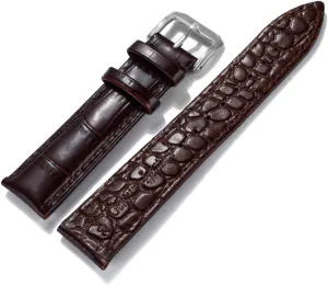 cavity deny Strap Replacement(Type 7,18mm) Universal Strap,16mm/18mm/20mm/22mm Alligator Full-Grain Texture Cowhide Watchband Stainless Steel Pin Buckle Classic Watch 
