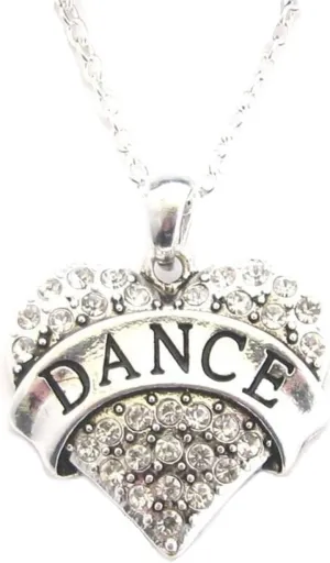 Chain Heart Fashion Necklace Jewelry Sports output Accessory Store Dance Clear Crystal Silver 
