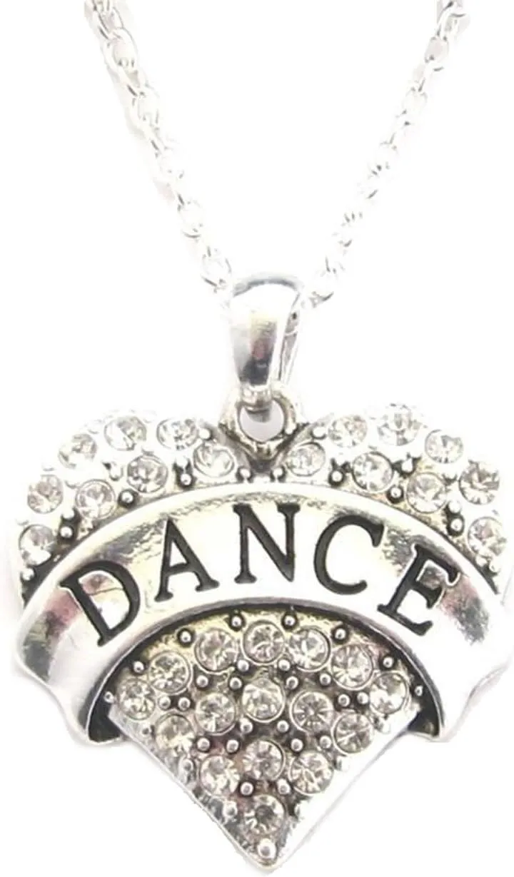 Chain Heart Fashion Necklace Jewelry Sports output Accessory Store Dance Clear Crystal Silver 