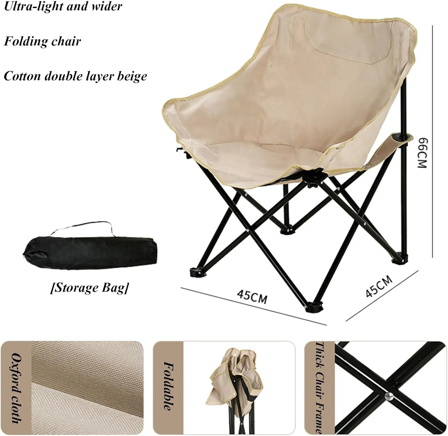 Chair - Portable Reclining Lounger for Tanning - Carry Bag Included - Heavy Duty Collapsible Chairs debris cyclic gather warmer for Sports Garden Beach Fishing Oversized Folding Camping 