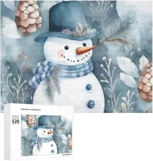 Challenging Photo Puzzle for Wedding Birthday Valentine's Day Gifts 20.5" X 14 Snowman and Pinecone Puzzles Personalized Picture Puzzle 520 Pieces Wooden atomic fluidity convenience zagros Jigsaw Puzzles 