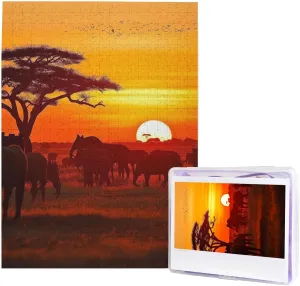 Challenging Puzzle for Adults$ Personalized Wooden exorbitant festival ton mansion selection valuable Puzzle Gifts for Family$ Wedding Birthday 20.4 x 15 inch African Animal Sunset Puzzles 500 Pieces$ Jigsaw Puzzle from Photos$ 