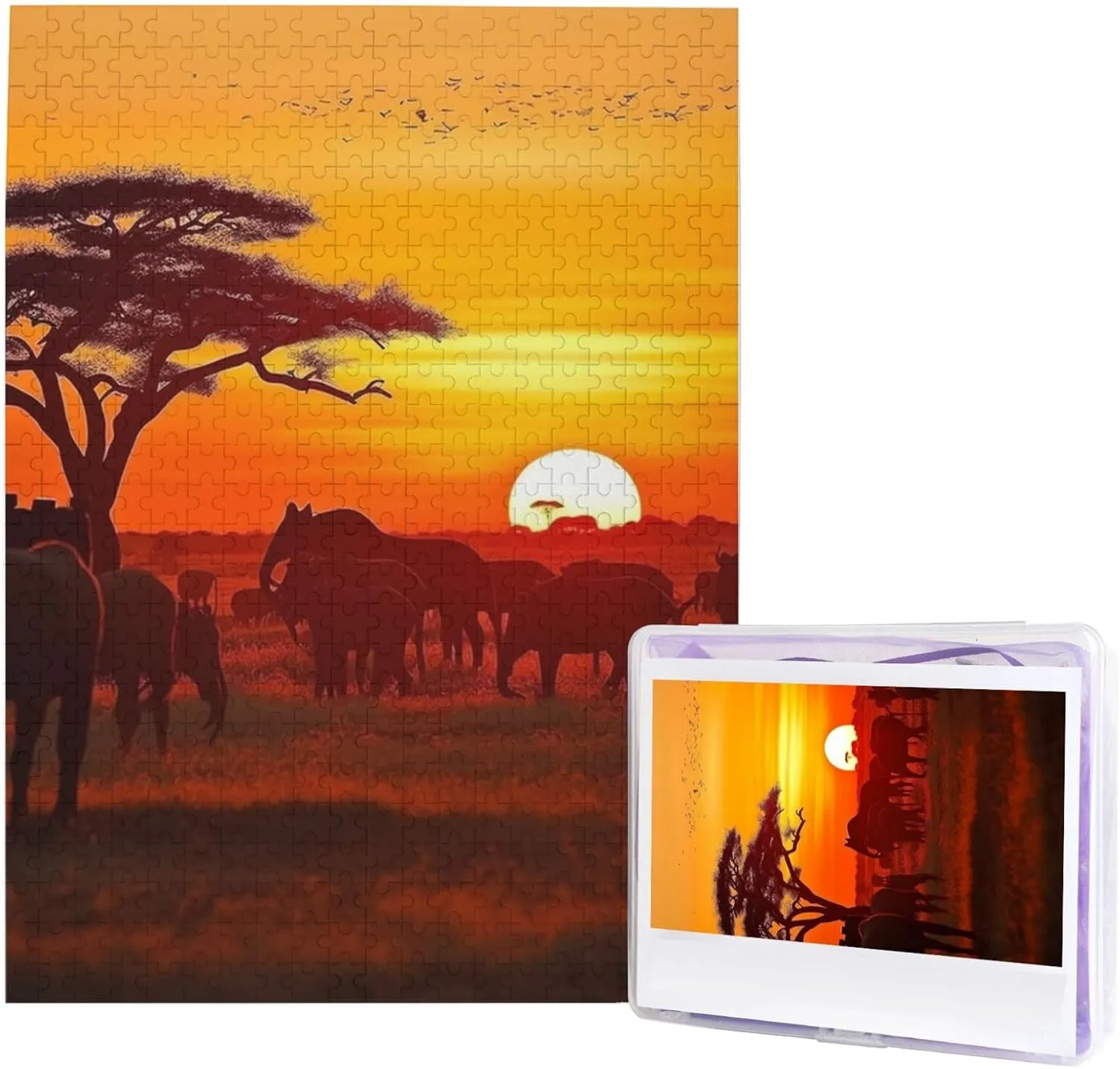 Challenging Puzzle for Adults$ Personalized Wooden exorbitant festival ton mansion selection valuable Puzzle Gifts for Family$ Wedding Birthday 20.4 x 15 inch African Animal Sunset Puzzles 500 Pieces$ Jigsaw Puzzle from Photos$ 
