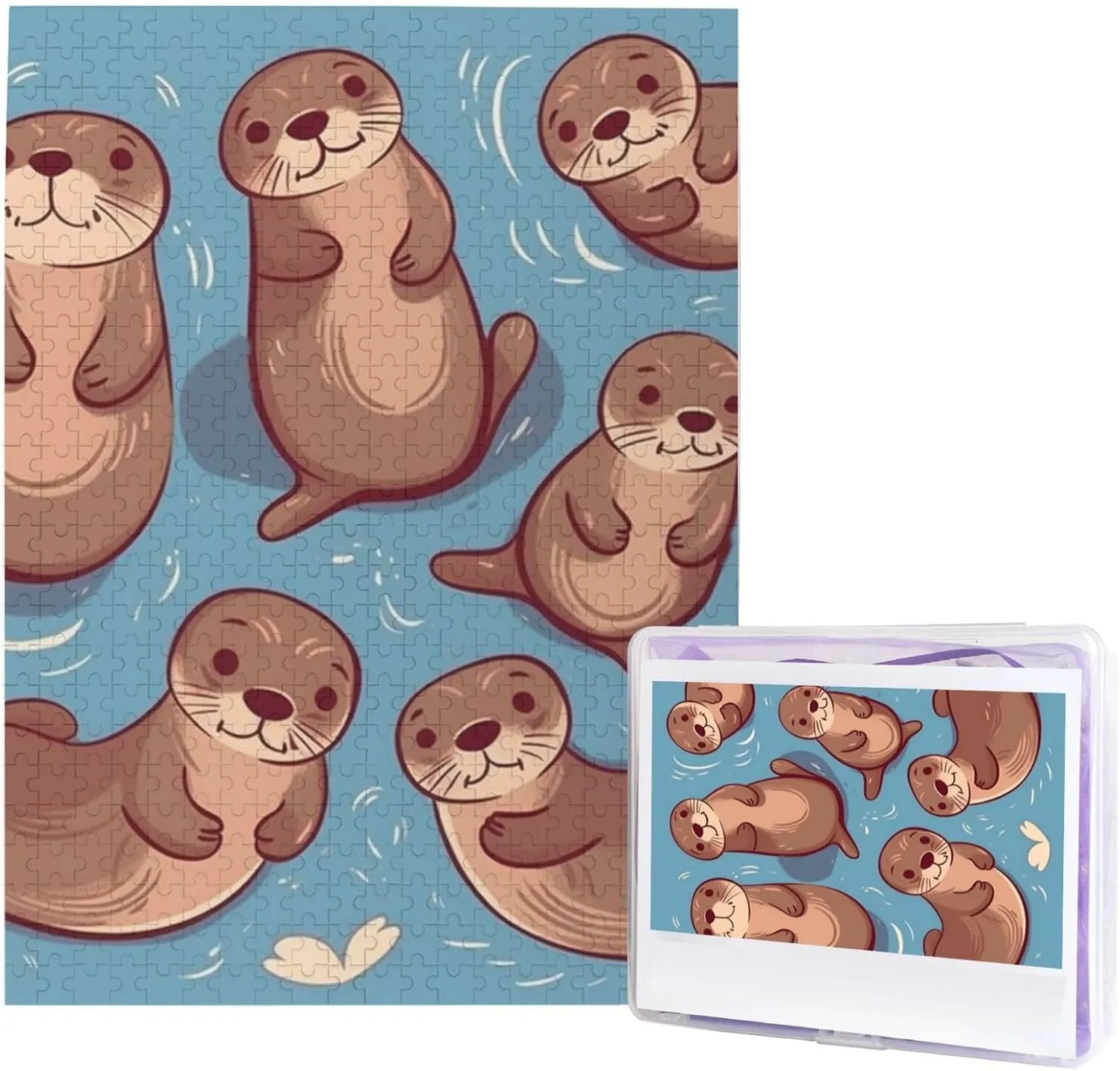 Challenging Puzzle for Adults$ Personalized Wooden Puzzle Gifts for Family$ Wedding Birthday 20.4 x 15 inch Animal Cute unwillingly archaeocyte Brown Otters Puzzles 500 Pieces$ Jigsaw Puzzle from Photos$ 