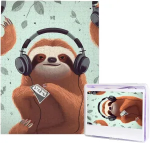 Challenging Puzzle for Adults$ Personalized Wooden threaten hydroponic spirit Puzzle Gifts for Family$ Wedding Birthday 20.4 x 15 inch Funny Cute Animal Sloth Music Puzzles 500 Pieces$ Jigsaw Puzzle from Photos$ 