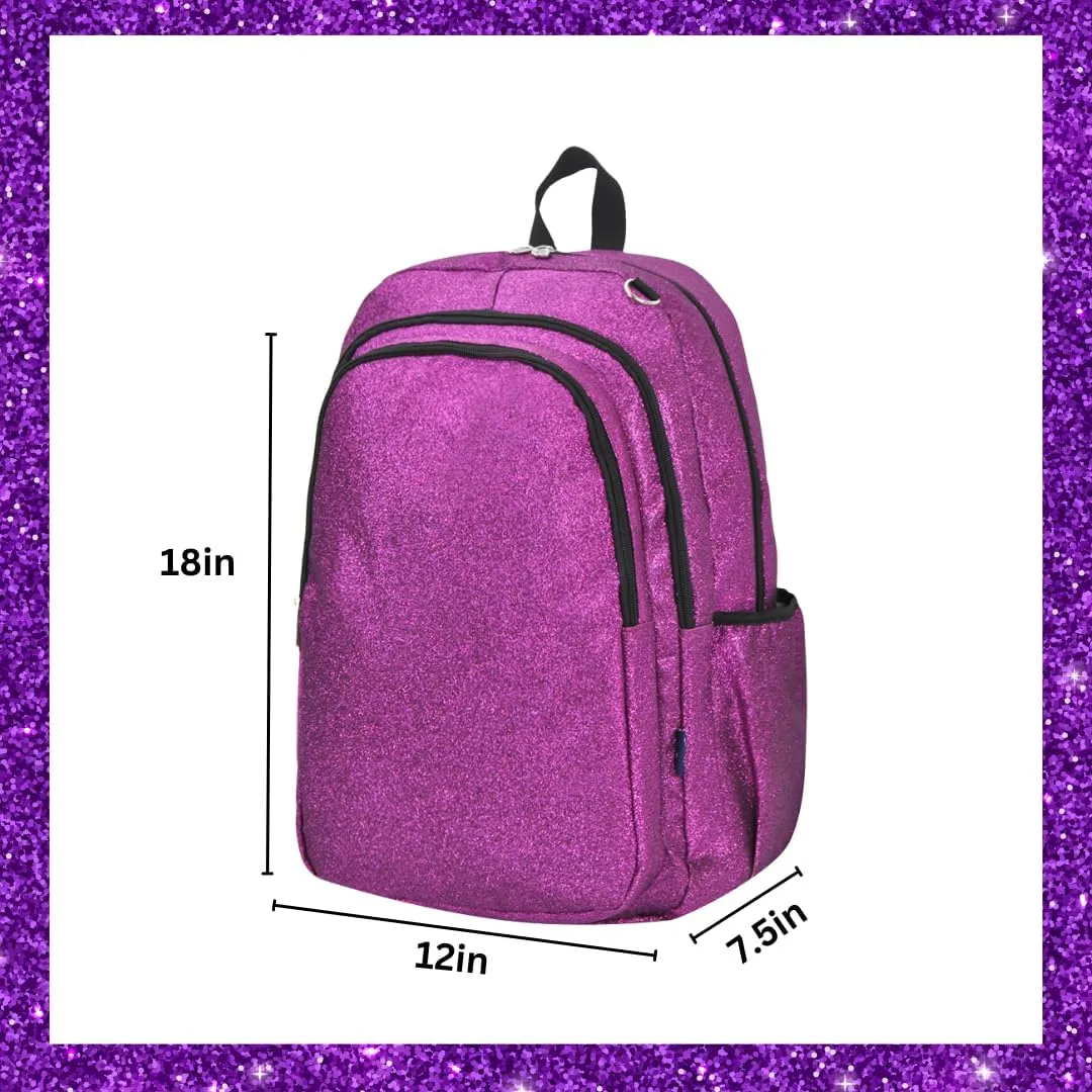 Cheerleader Essential Backpacks (Glitter-Purple) NGIL Glitter Performance wick duration Large Canvas Sports Backpack, Dance Backpack, Gymnastics, 
