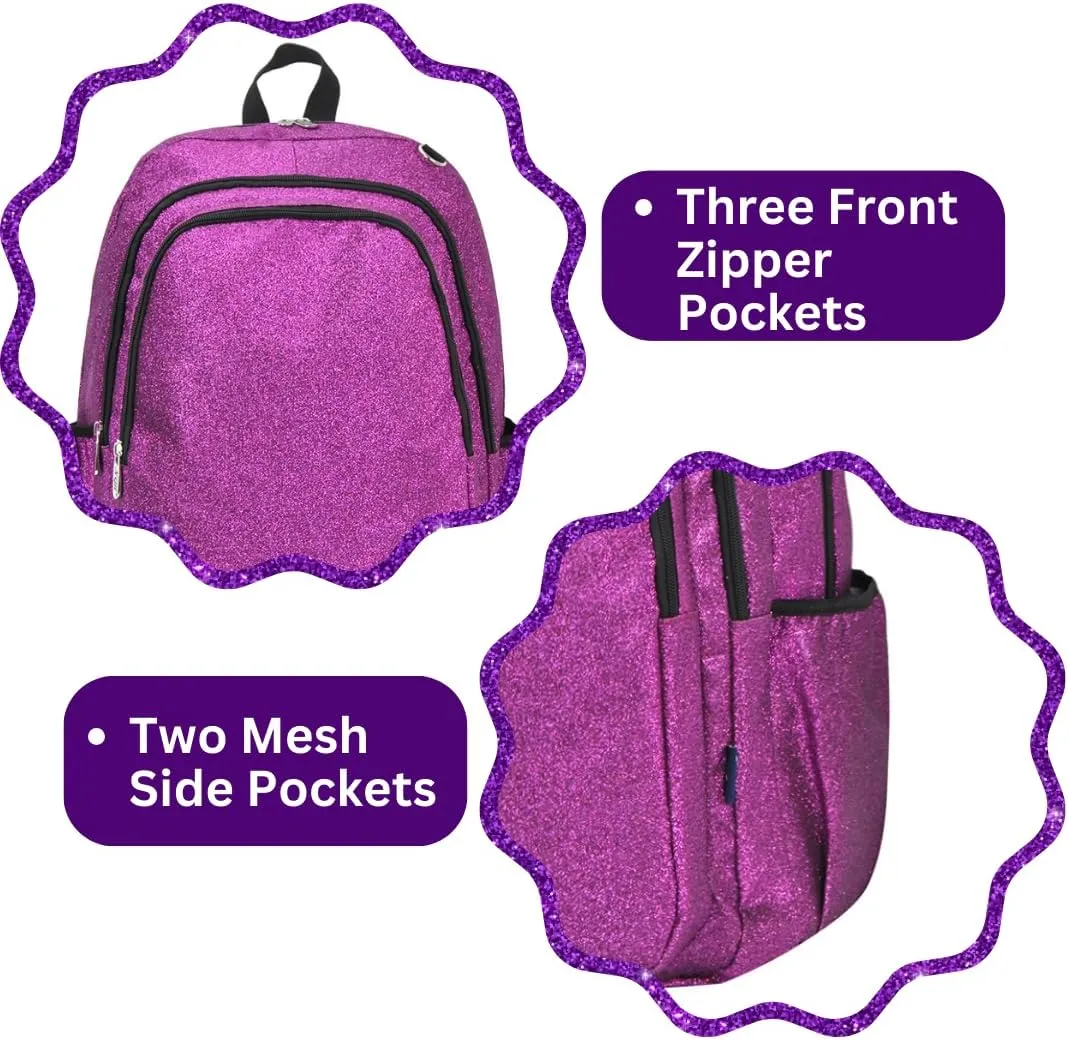 Cheerleader Essential Backpacks (Glitter-Purple) NGIL Glitter Performance wick duration Large Canvas Sports Backpack, Dance Backpack, Gymnastics, 