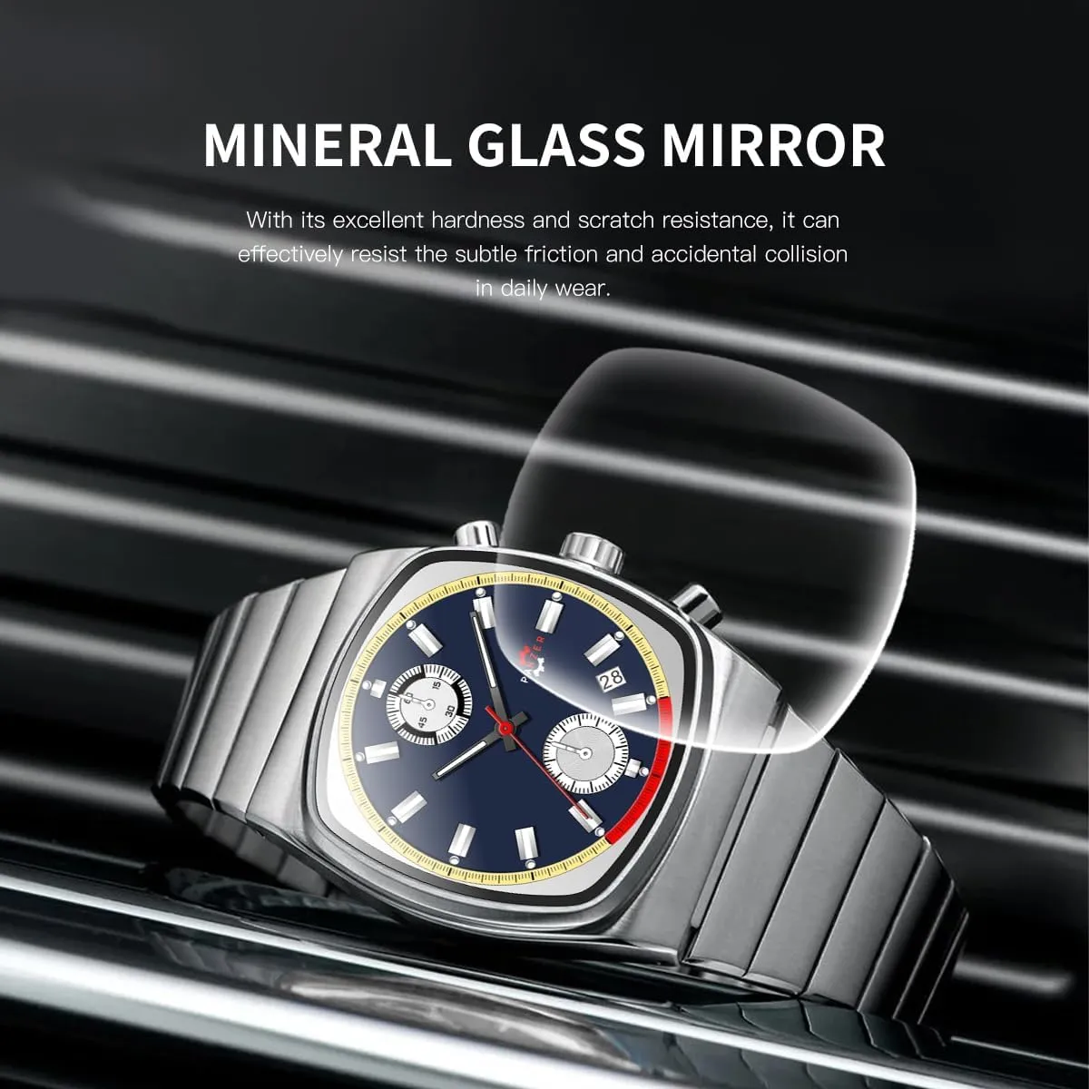 Chronograph Business aristocracy Stainless Steel Men's Wristwatch Gosasa Classic Square Mens Watch Waterproof Luminous Quartz Watches for Men Multifunction Calendar 