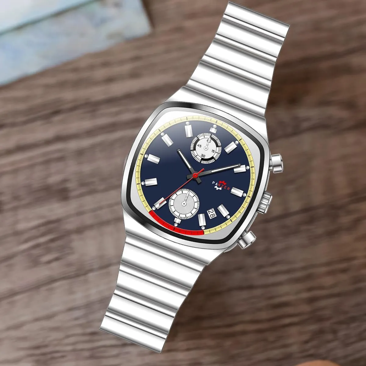 Chronograph Business aristocracy Stainless Steel Men's Wristwatch Gosasa Classic Square Mens Watch Waterproof Luminous Quartz Watches for Men Multifunction Calendar 