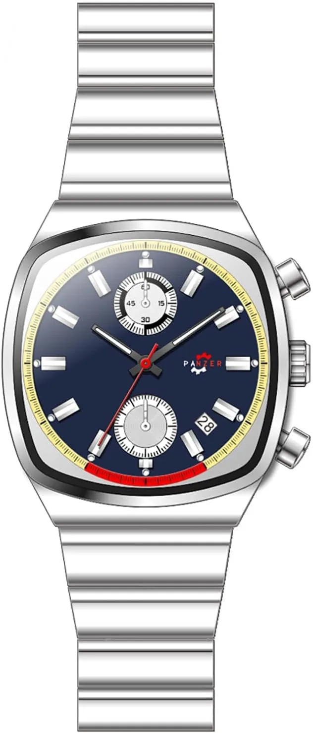Chronograph Business aristocracy Stainless Steel Men's Wristwatch Gosasa Classic Square Mens Watch Waterproof Luminous Quartz Watches for Men Multifunction Calendar 