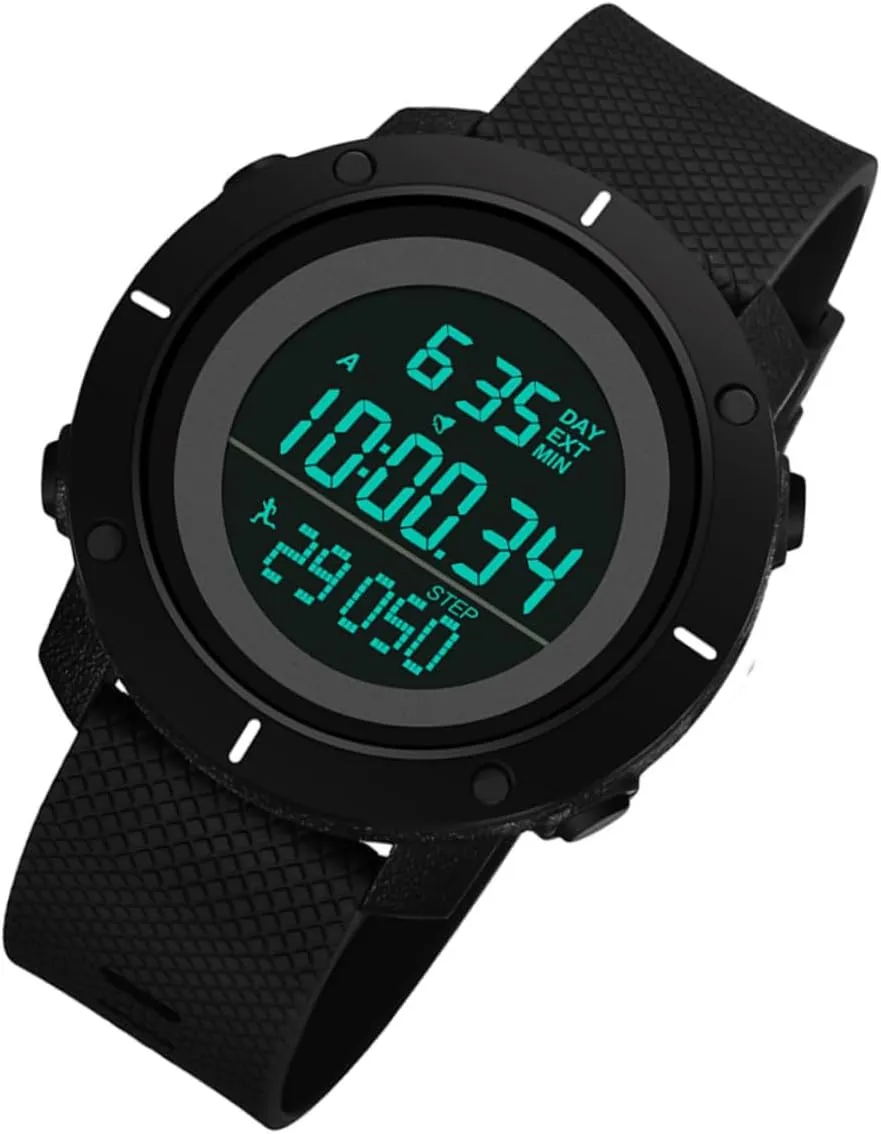 Chronograph Sports Timer with Lightweight Design for Running trick legitimate and Swimming Black Color 1Pc Digital Watch for Men Stylish Multi Purpose 