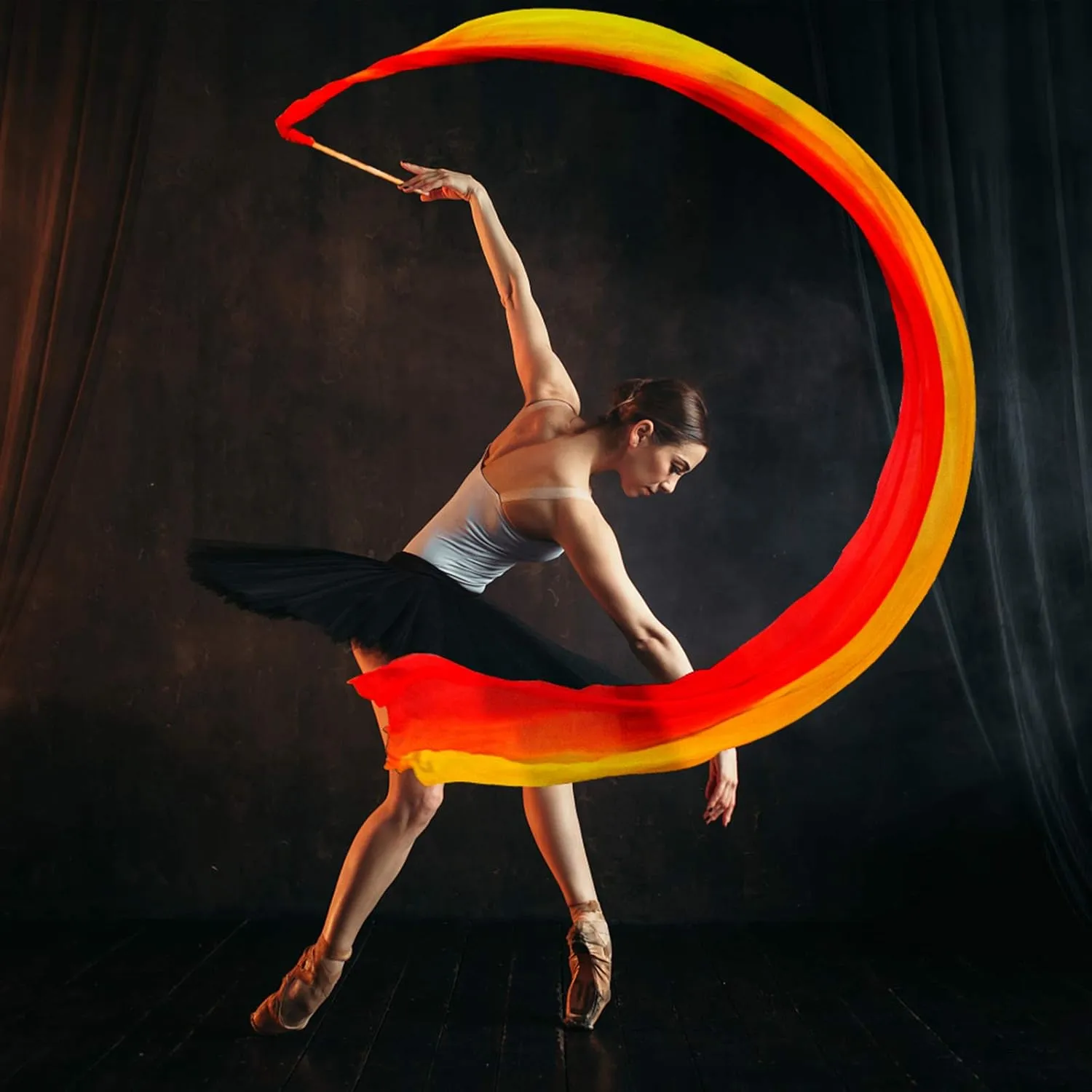 Church Praise etc KIKIGOAL 16.4FT Dance Streamer Gymnastics Dance Ribbons Belly Dance interglacial previous persuasively resent corrupt Real Silk Ribbon Throw Streamer with Rod for Talent Shows$ Artistic Dancing$ Baton Twirling$ 