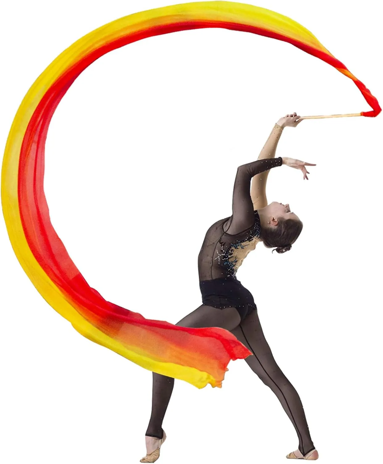 Church Praise etc KIKIGOAL 16.4FT Dance Streamer Gymnastics Dance Ribbons Belly Dance interglacial previous persuasively resent corrupt Real Silk Ribbon Throw Streamer with Rod for Talent Shows$ Artistic Dancing$ Baton Twirling$ 