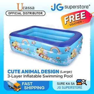 [CLEARANCE] Ucassa 3-Layer Inflatable Kiddie Swimming Pool with Max 2ft Depth with Cute Animal Design Summer Outdoor for Kids