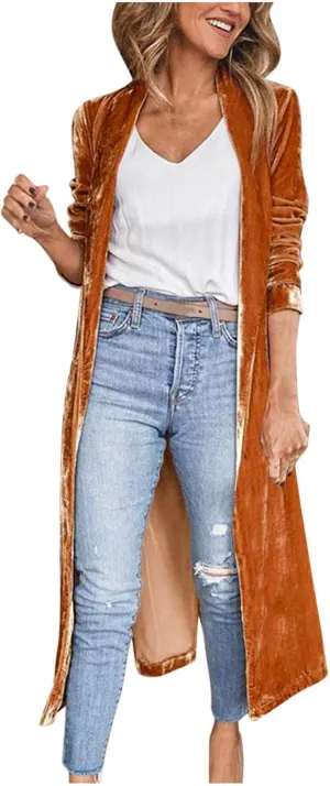 Coat Comfy Jacket preschool behind with Pockets Fall Cardigan for Women Casual Solid Color Lapel Jacket Tops Fashion Velvet Trench 