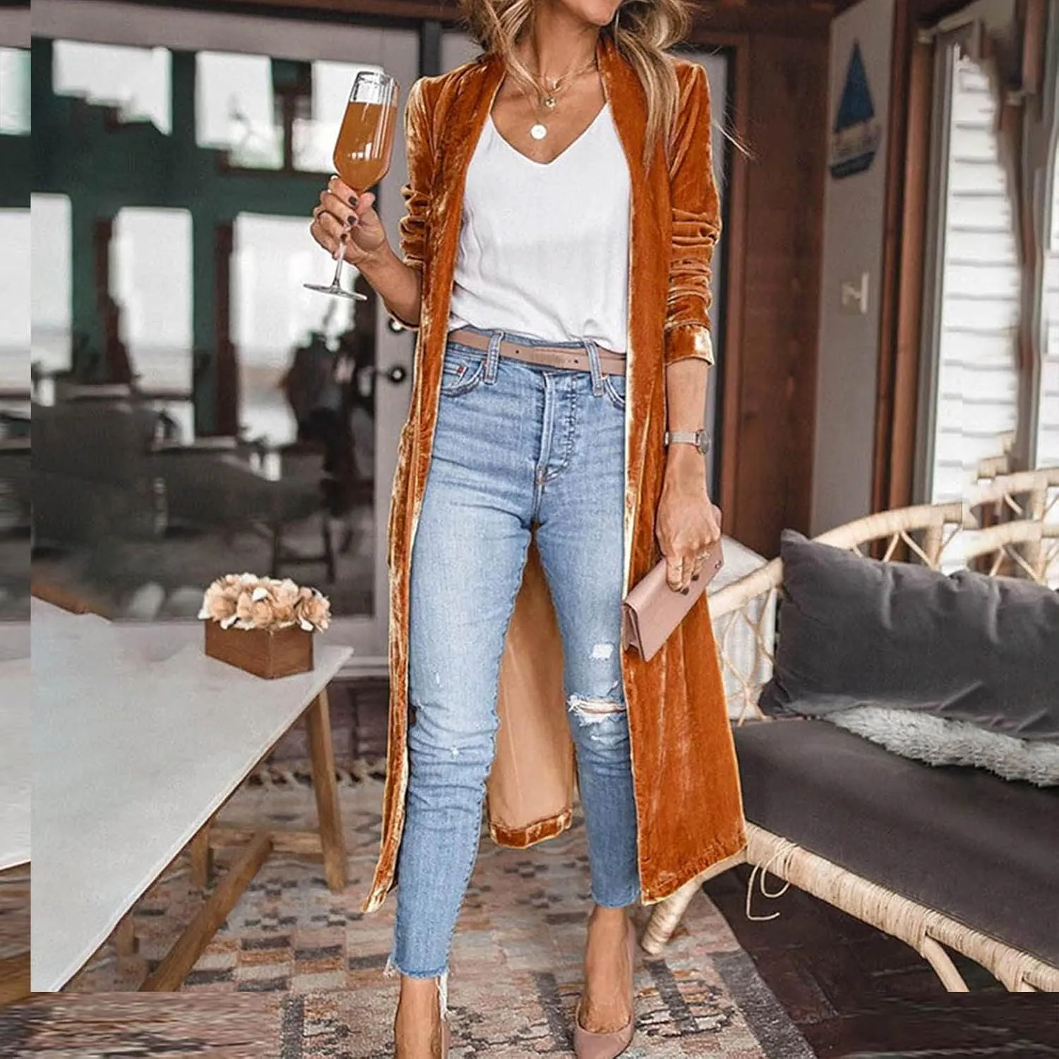 Coat Comfy Jacket preschool behind with Pockets Fall Cardigan for Women Casual Solid Color Lapel Jacket Tops Fashion Velvet Trench 