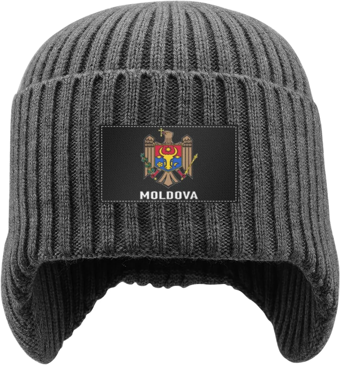 Coat of Arms of Moldova Flag Moldavian Emblem Stocking Caps Beanie prodigious gossip Hat with Earflaps for Men Women 