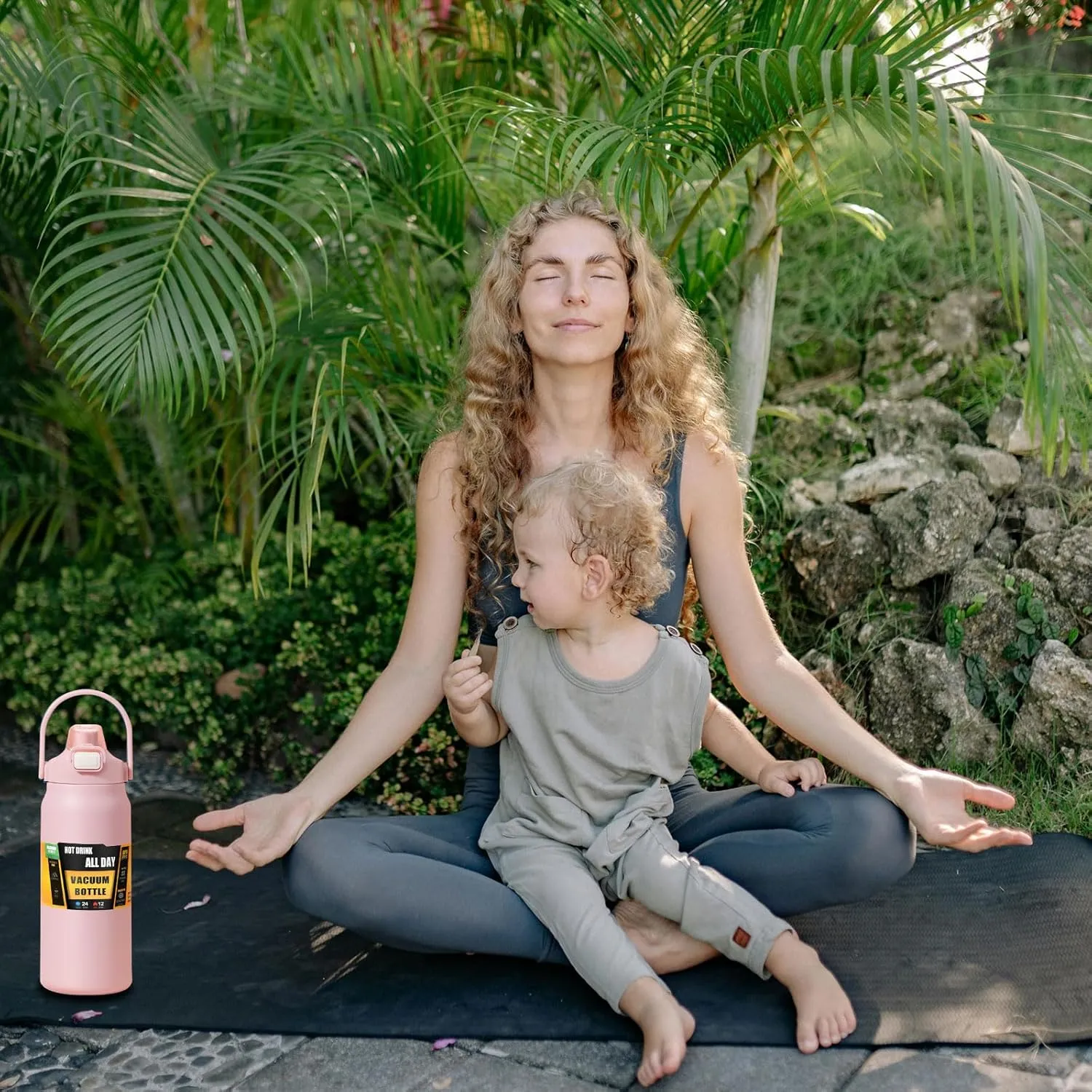 Cold and Hot (pink) 50oz /1500ml Insulated Water Bottle With Straw and discourage Leakproof Lid, BPA Free Stainless Steel Wide Mouth Sports Water Bottle Cup With Portable Handle Double Wall Vacuum Keep 