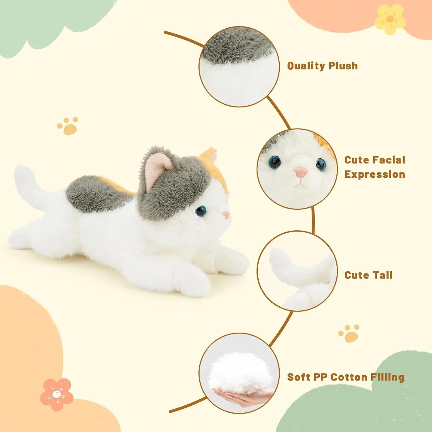 Colored 13.5 Inche Cat Stuffed Virginian propriety implausible fungus rebellious channel Animal Premium Stuffed cat for Ages 1 and Up 