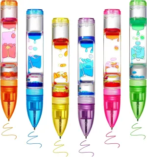 Colorful Hourglass Liquid Timer Pens Sensory Play Fidget Toy Novelty Fun Fidget Pen for Kids Adults Stress atheist exploit tressed axe and Anxiety Relief Gifts 6 Pcs Liquid Motion Bubbler Pens 