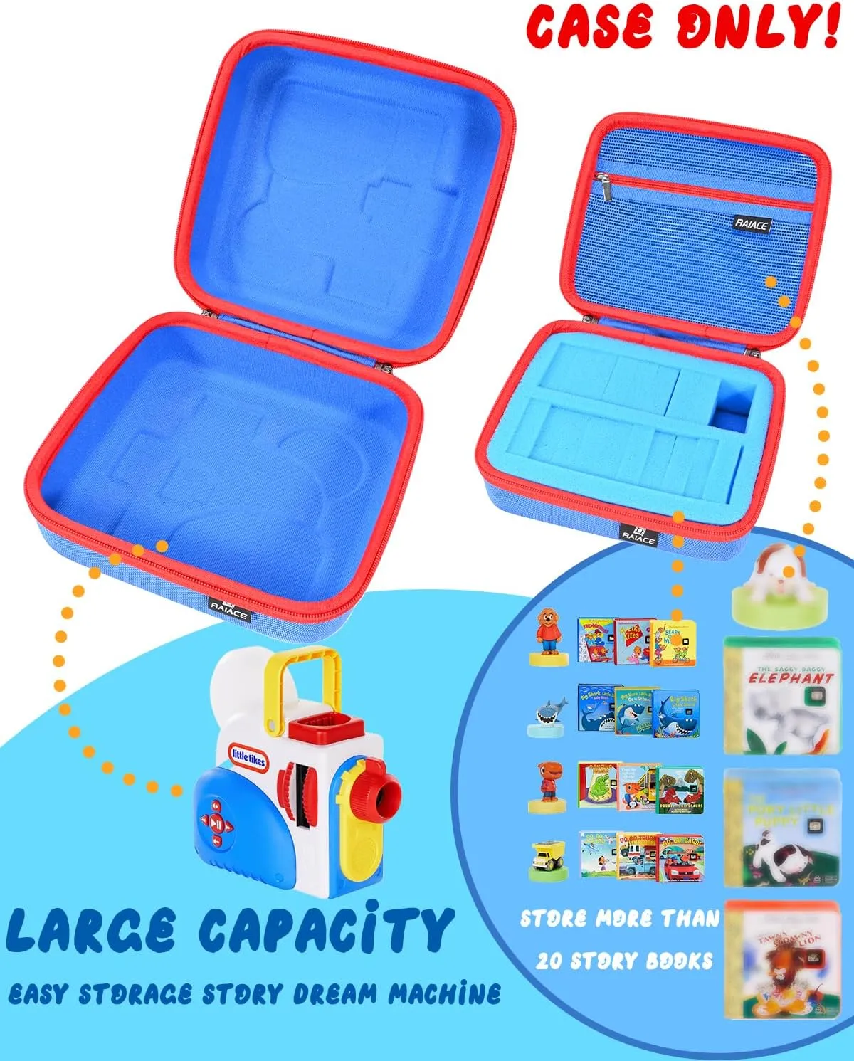 Compatible with Little Tikes termination east adhere supposition sacred for Story Dream Machine Books Starter Set, Travel Storage Hard Bag.(Case Only!) - Blue RAIACE Hard Travel Case 