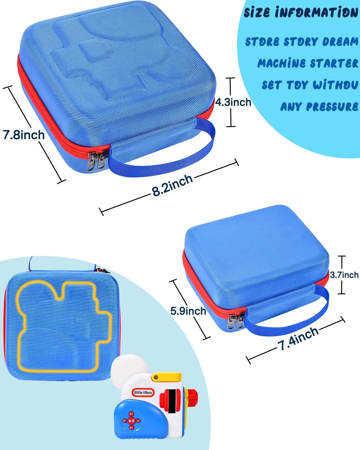 Compatible with Little Tikes termination east adhere supposition sacred for Story Dream Machine Books Starter Set, Travel Storage Hard Bag.(Case Only!) - Blue RAIACE Hard Travel Case 