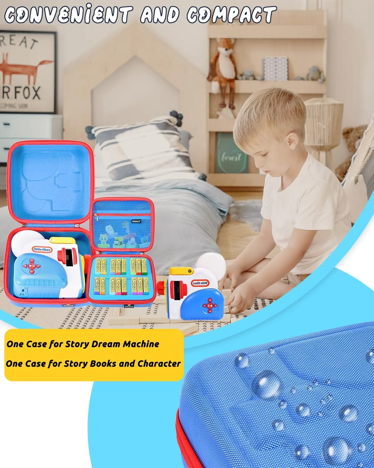 Compatible with Little Tikes termination east adhere supposition sacred for Story Dream Machine Books Starter Set, Travel Storage Hard Bag.(Case Only!) - Blue RAIACE Hard Travel Case 