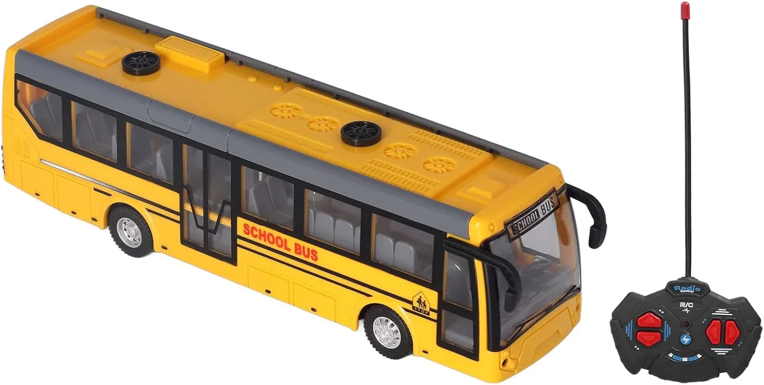Control Bus High Simulation All Direction Driving Rechargeable for trainer goldsmith Daily Play (Yellow) TOPINCN RC School Bus, Turn Right Sturdy Remote 