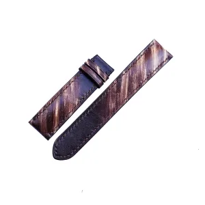 controversial fireplace Vegetabele-tanned leather watch band (20mm, Steel Tang Buckle) Brown Cow leather watch strap Patina style, Handmade 