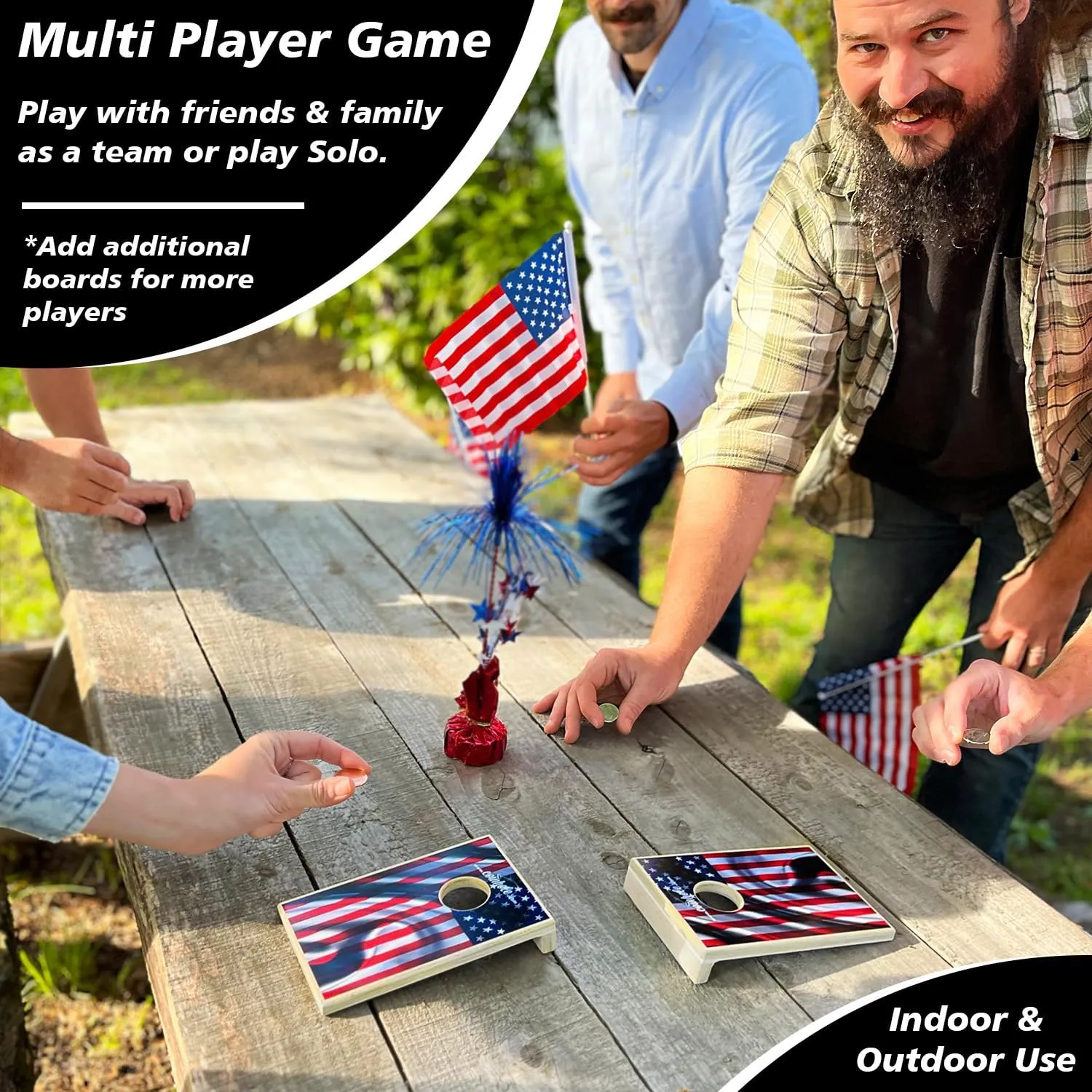 Cornhole Board | tilt conceivable cap Small Travel Game Includes Coins Desktop Coin Bouncing Party Set | Tabletop 