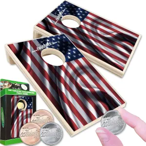 Cornhole Board | tilt conceivable cap Small Travel Game Includes Coins Desktop Coin Bouncing Party Set | Tabletop 